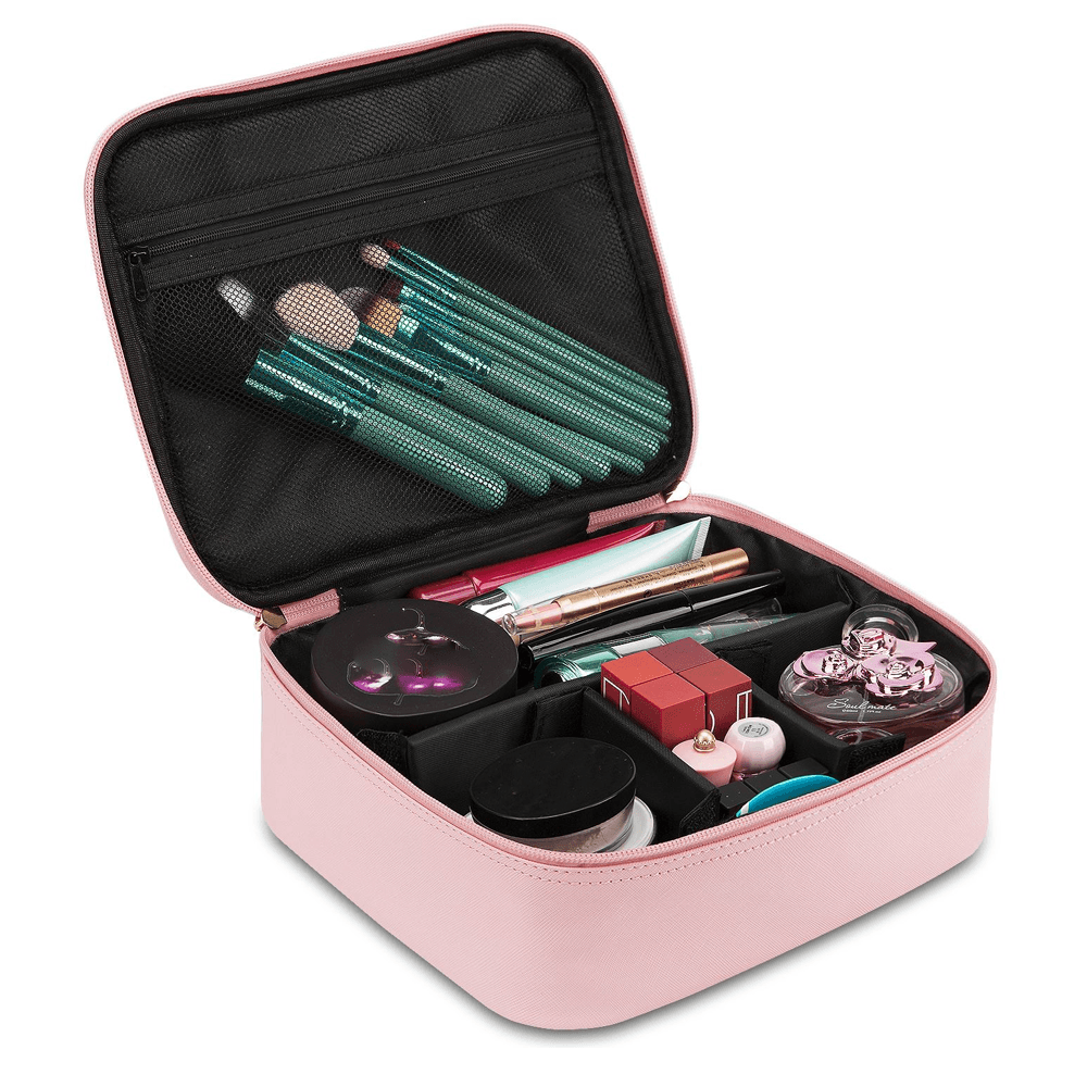 Large Zip Cosmetic Case - Makeup Organizer With Compartments-My Makeup Brushset