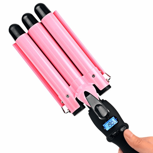 LCD Display Triple Curling Iron – Quick Styling for Lasting Waves-My Makeup Brushset