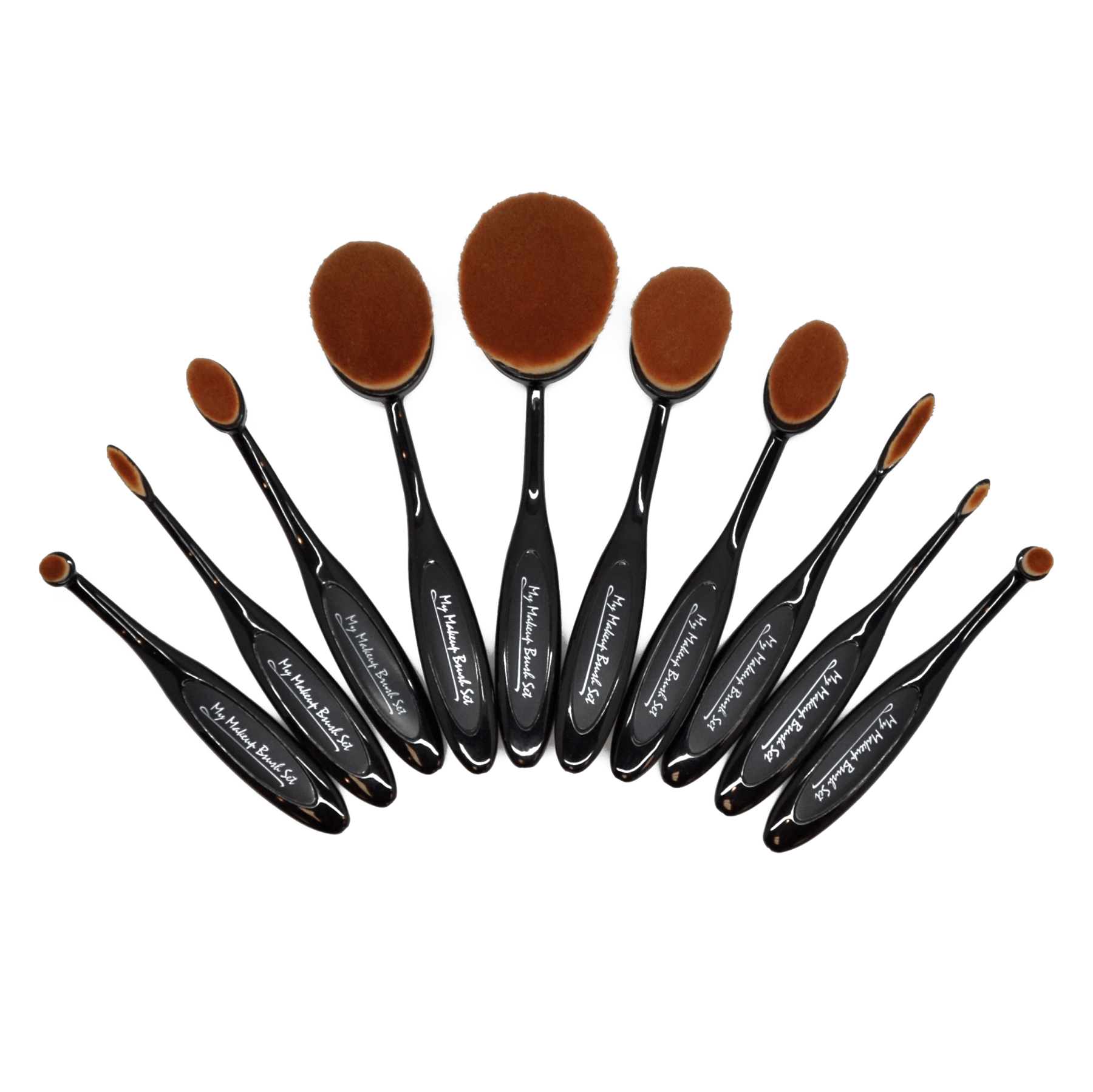 10 Piece Black Oval Brush Set – Professional Makeup Application Tools-My Makeup Brushset