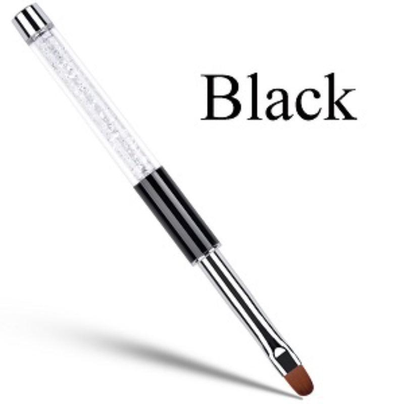 2 Piece UV Gel Nail Brush Set Oval and Flat with Rhinestone Handle-My Makeup Brushset