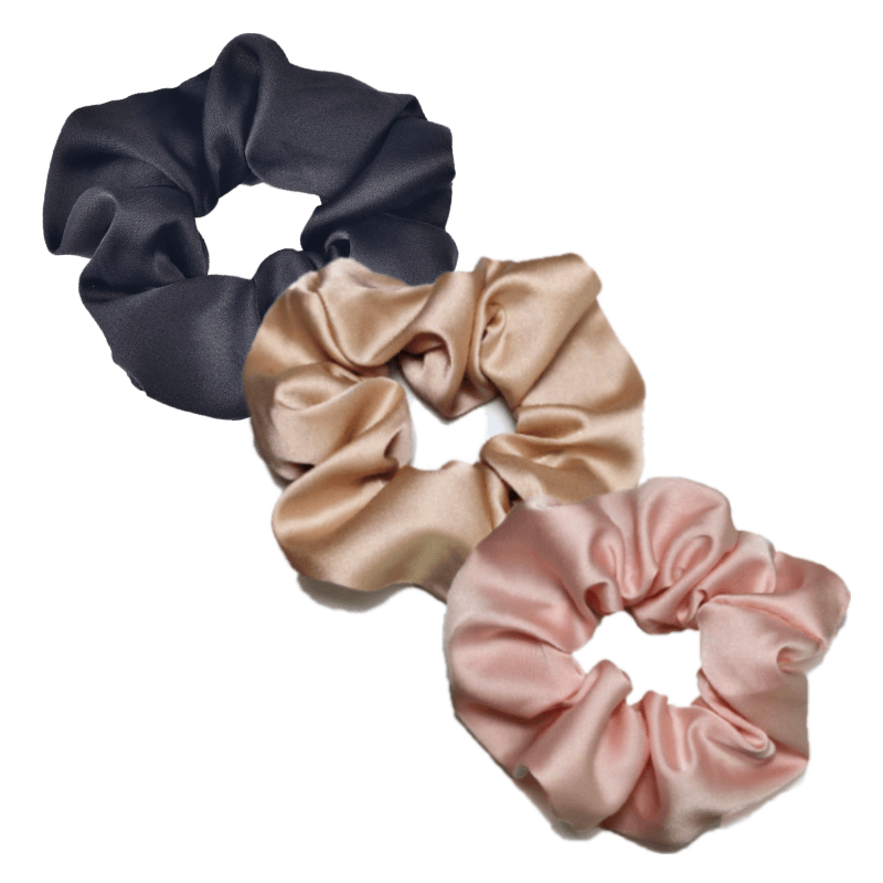 Set of 3 Silk Scrunchies – Gentle And Stylish Hair Accessories-My Makeup Brushset