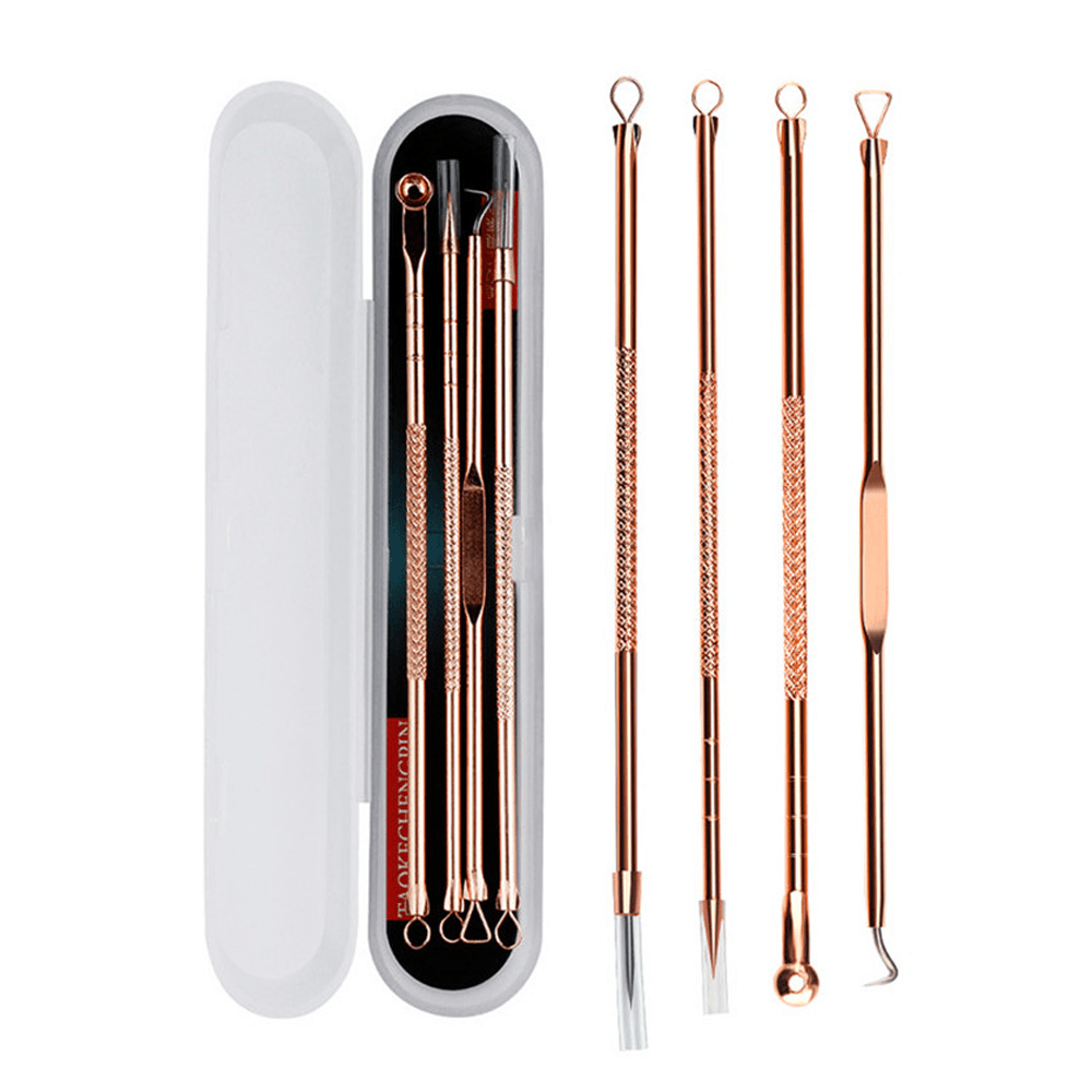 Rose Gold 4 Piece Blemish Extractor Set - Removal Tools-My Makeup Brushset