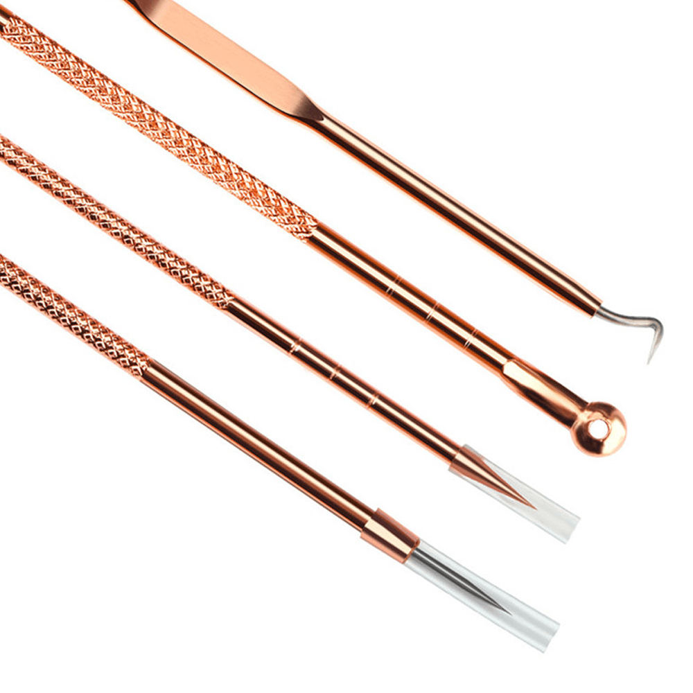 Rose Gold 4 Piece Blemish Extractor Set - Removal Tools-My Makeup Brushset