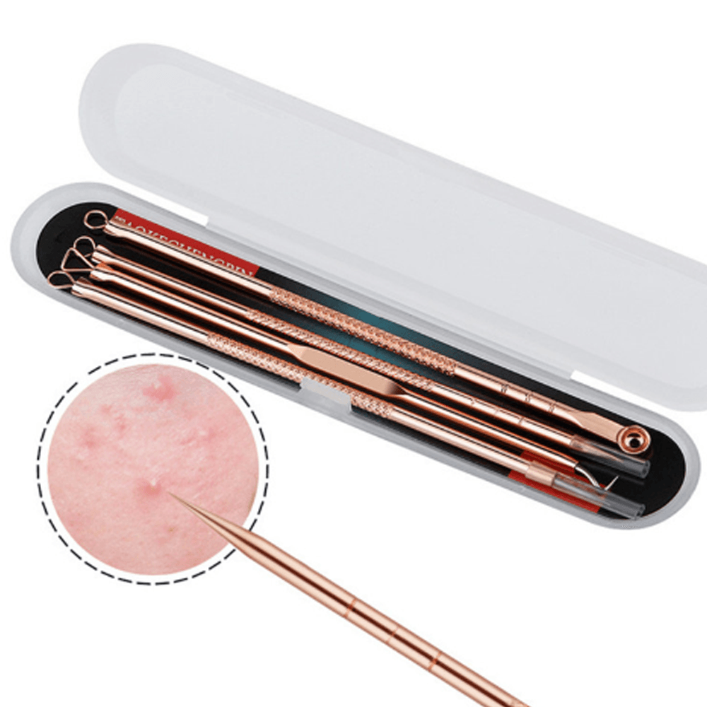 Rose Gold 4 Piece Blemish Extractor Set - Removal Tools-My Makeup Brushset