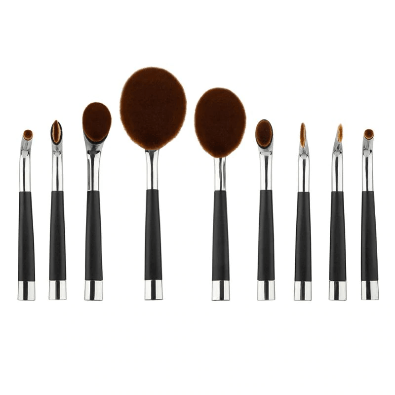 9 Piece High Shine Oval Brush Set - Synthetic Bristles For Makeup-My Makeup Brushset