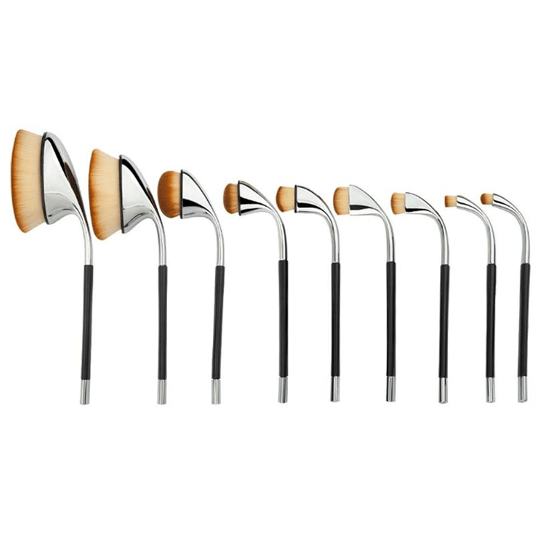 9 Piece High Shine Oval Brush Set - Synthetic Bristles For Makeup-My Makeup Brushset