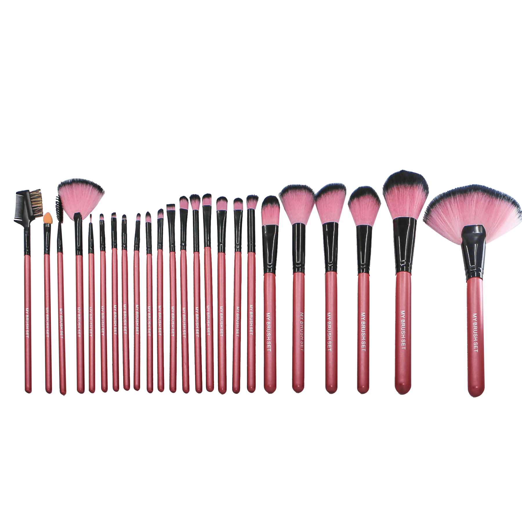 24 Piece Hot Pink Brush Set – Complete Face and Eye Makeup Collection-My Makeup Brushset