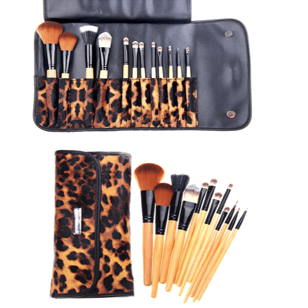 12 Piece Cheetah Skin Brush Set – Professional Makeup Brushes-My Makeup Brushset