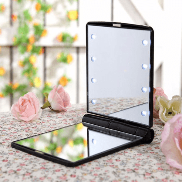 8 LED Light Pocket Mirror - Mirror With Adjustable LED Light-My Makeup Brushset