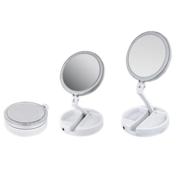 LED Folding Vanity Mirror – Adjustable Lighting And Portable Design-My Makeup Brushset