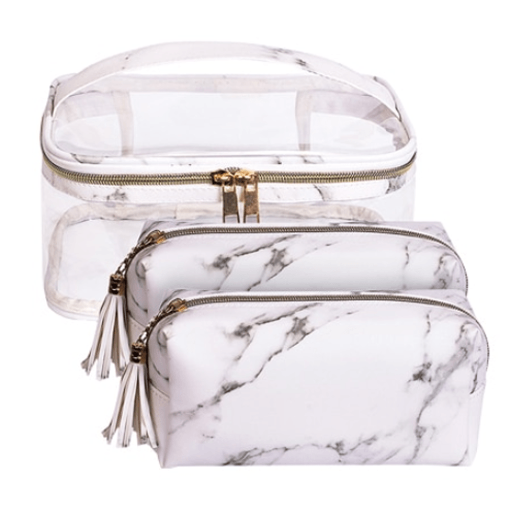 Marble Print Cosmetic Bags – Travel Friendly Makeup Storage-My Makeup Brushset