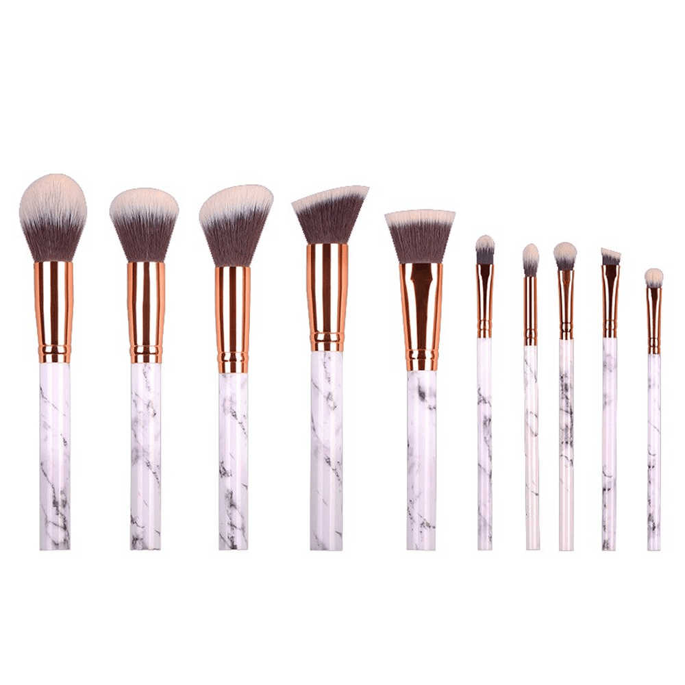 10 Piece Marble Brush Set – Soft Bristles for Flawless Blending-My Makeup Brushset