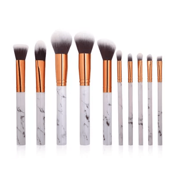 10 Piece Marble Brush Set – Soft Bristles for Flawless Blending-My Makeup Brushset