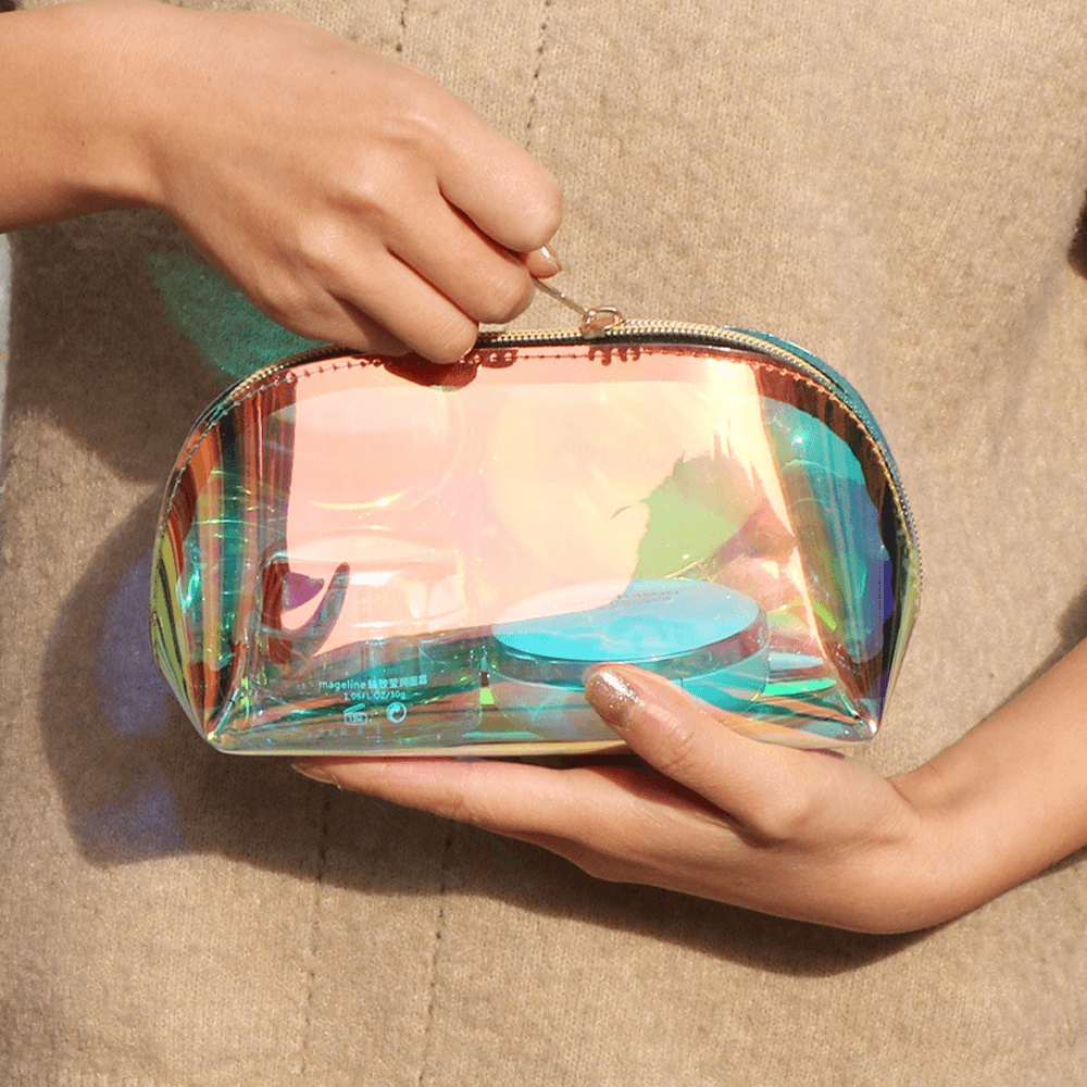 Functional Metallic Makeup Bag - Convenient Beauty Storage-My Makeup Brushset