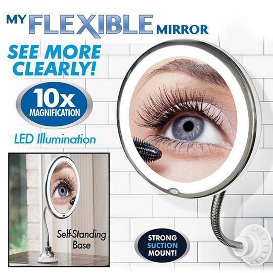 Magnifying LED Makeup Mirror – Adjustable Gooseneck with 10x Zoom-My Makeup Brushset
