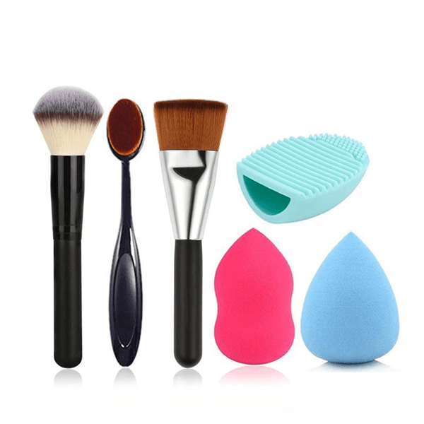 6 Piece Brush Sponge Combo – Perfect for Full Face Application-My Makeup Brushset