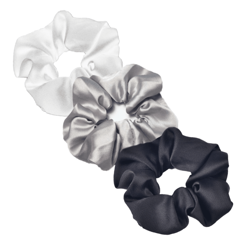 Set of 3 Silk Scrunchies – Gentle And Stylish Hair Accessories-My Makeup Brushset