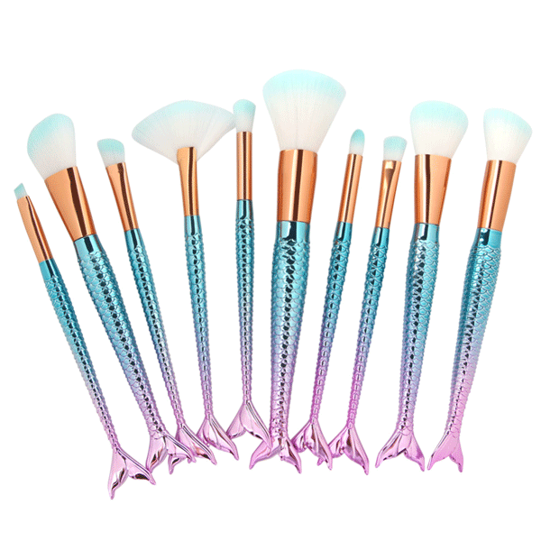 10 Piece Mermaid Tail Brush Set – Soft Synthetic Bristles-My Makeup Brushset