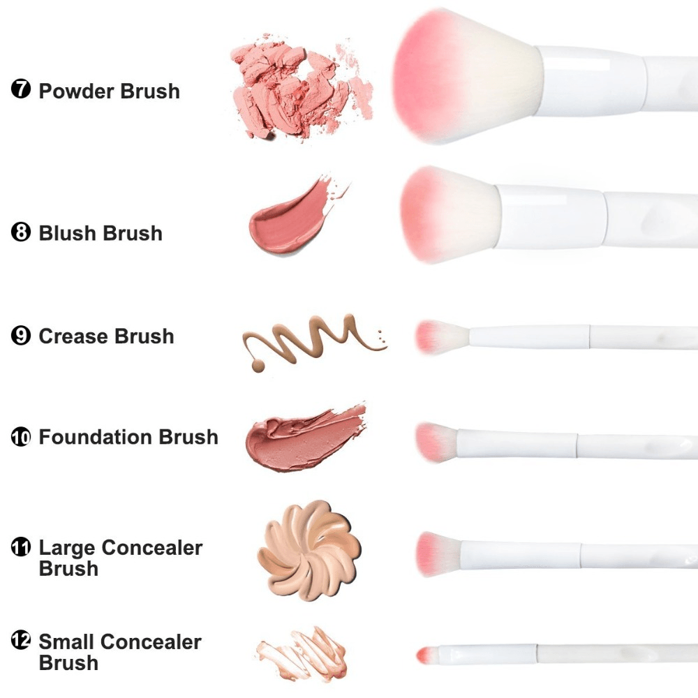 17 Piece Matte White And Pink Brush Set – Makeup Tools-My Makeup Brushset