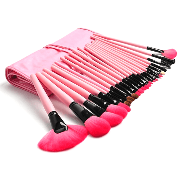 24 Piece Pink Makeup Brush Set – Perfect for Face and Eye Application-My Makeup Brushset