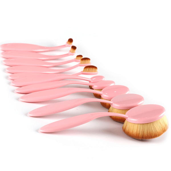 10 Piece Pink Oval Brush Set – Flawless Blending for Makeup-My Makeup Brushset