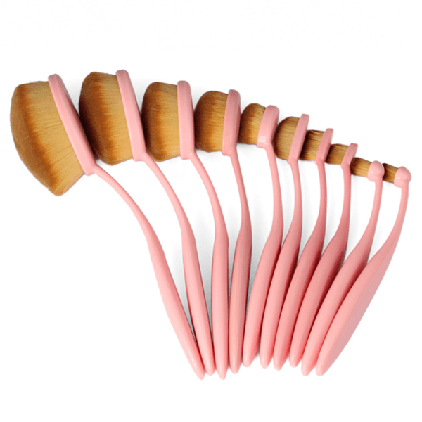 10 Piece Pink Oval Brush Set – Flawless Blending for Makeup-My Makeup Brushset
