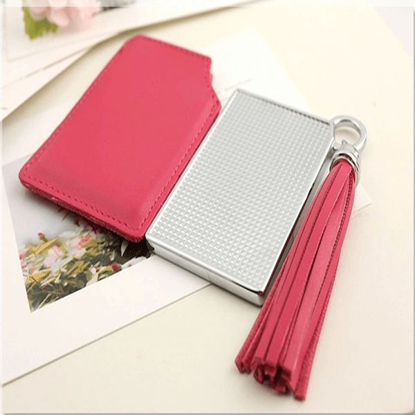 Portable Pink Pocket Mirror With Tassel – Compact Mirror-My Makeup Brushset