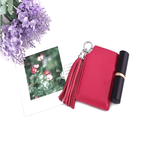 Portable Pink Pocket Mirror With Tassel – Compact Mirror-My Makeup Brushset