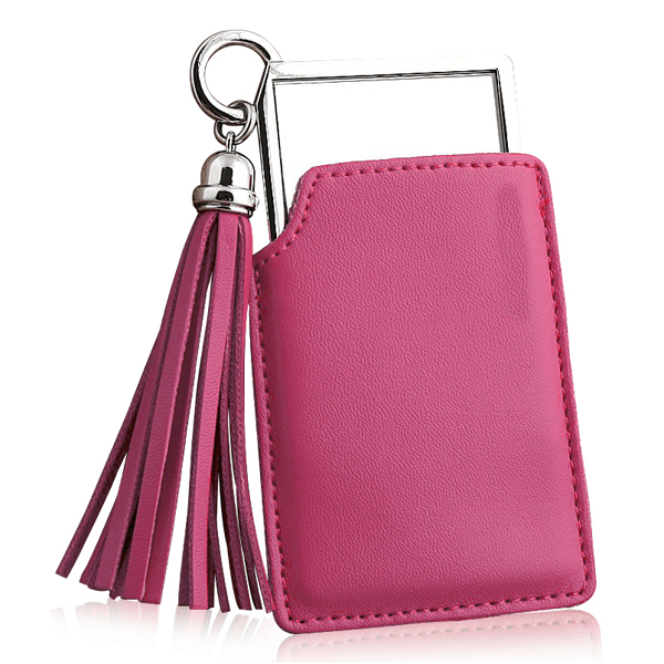 Portable Pink Pocket Mirror With Tassel – Compact Mirror-My Makeup Brushset