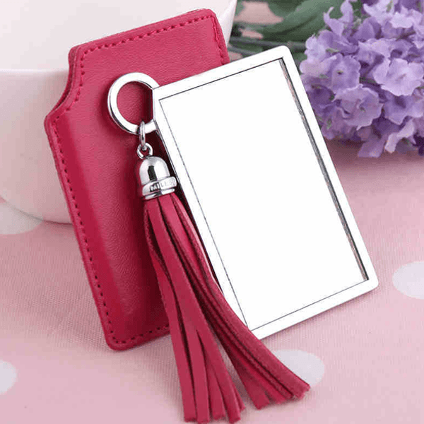 Portable Pink Pocket Mirror With Tassel – Compact Mirror-My Makeup Brushset