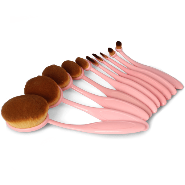10 Piece Pink Oval Brush Set – Flawless Blending for Makeup-My Makeup Brushset