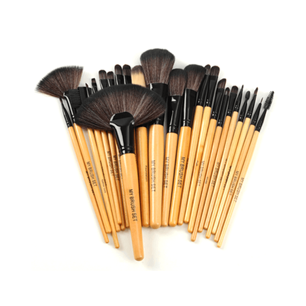 24 Piece Wooden Makeup Brush Set – Complete Face Kit-My Makeup Brushset