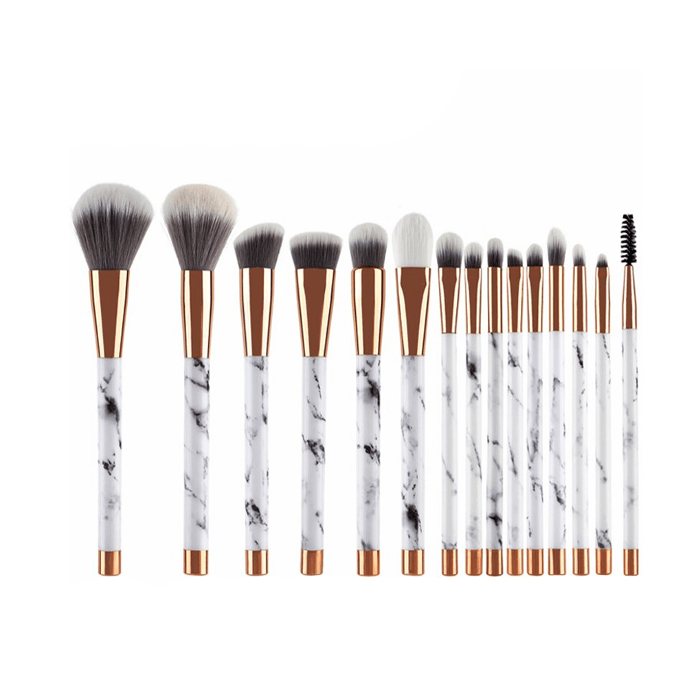 15 Piece Marble Brush Set – Luxury Blending and Precision-My Makeup Brushset