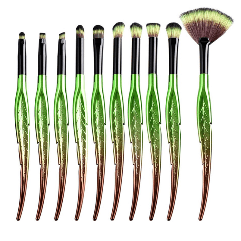 10 Piece Pure Leaf Brush Set – Brushes For All Makeup Needs-My Makeup Brushset
