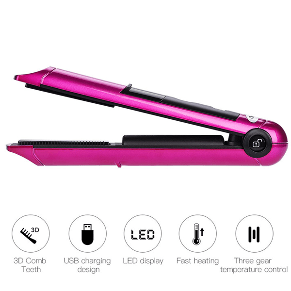 Rechargeable Wireless Mini Flat Iron - Portable Straightener-My Makeup Brushset