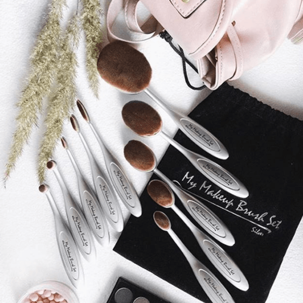 10 Piece Silver Oval Brush Set – Professional Makeup Collection-My Makeup Brushset