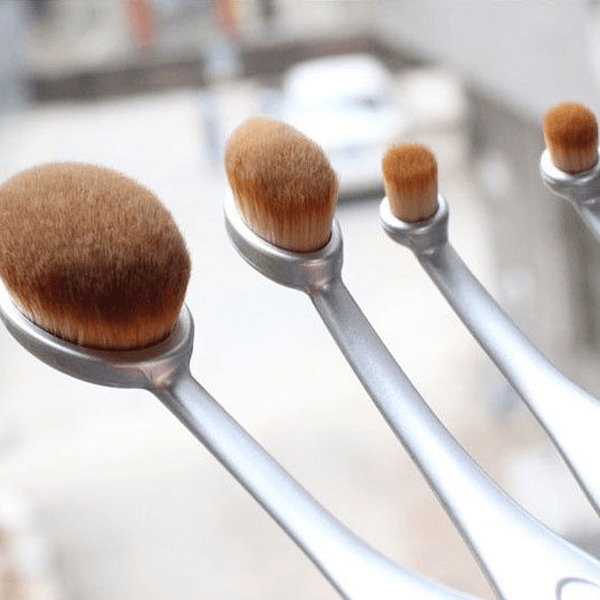 10 Piece Silver Oval Brush Set – Professional Makeup Collection-My Makeup Brushset