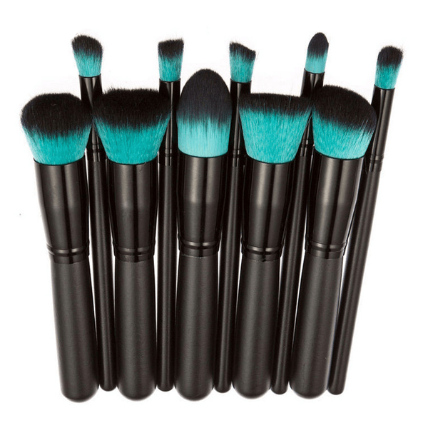 10 Piece Retro Black Brush Set - For All Your Makeup Needs-My Makeup Brushset