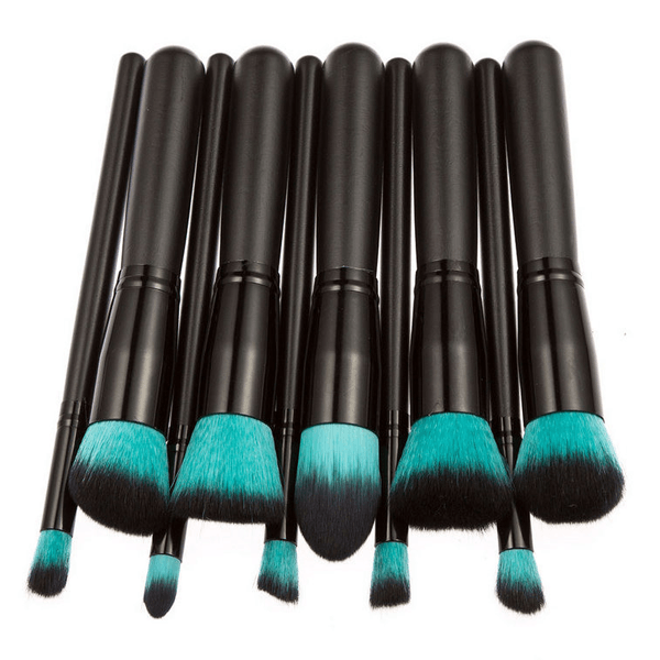 10 Piece Retro Black Brush Set - For All Your Makeup Needs-My Makeup Brushset