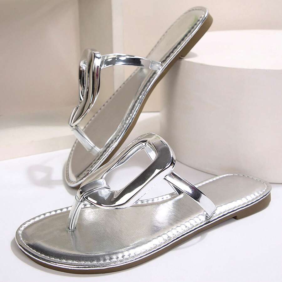 Dressy Geometric Buckle Flat Sandals For Women
