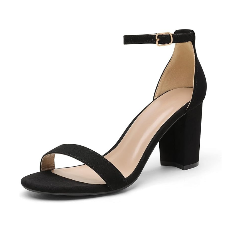 Adjustable Buckle Suede Pump Chunky Sandals-My Soft Slipper