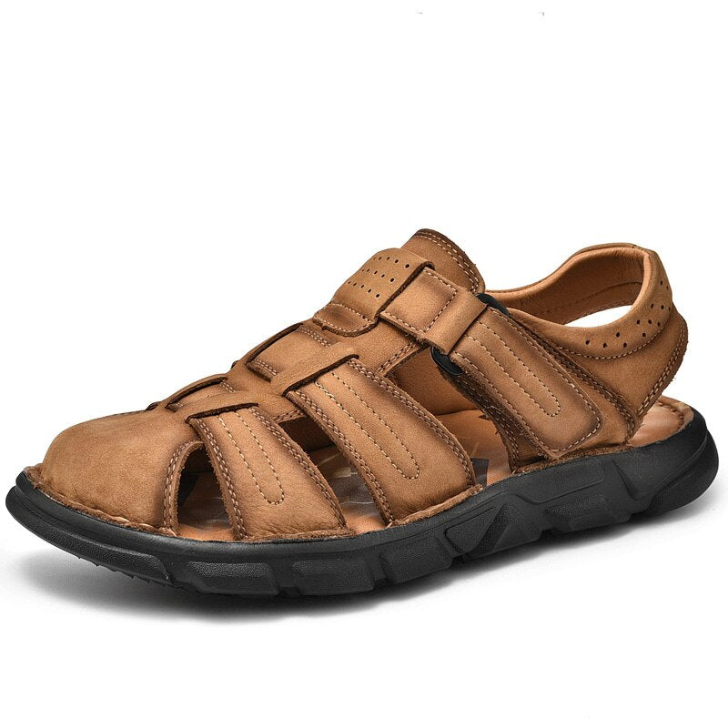 Genuine Lightweight Leather Men's Sandals-My Soft Slipper