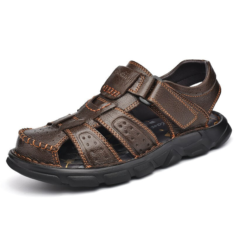 Genuine Leather High Quality Classic Men Sandals-My Soft Slipper