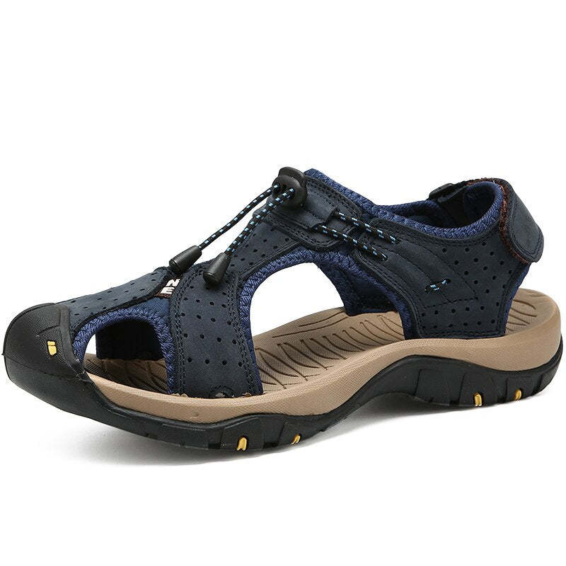 Genuine Leather Outdoor Men Beach Sandals-My Soft Slipper