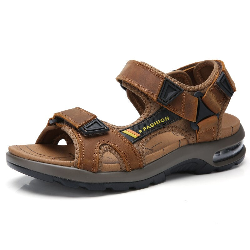 Genuine Leather Outdoor Men Roman Sandals-My Soft Slipper