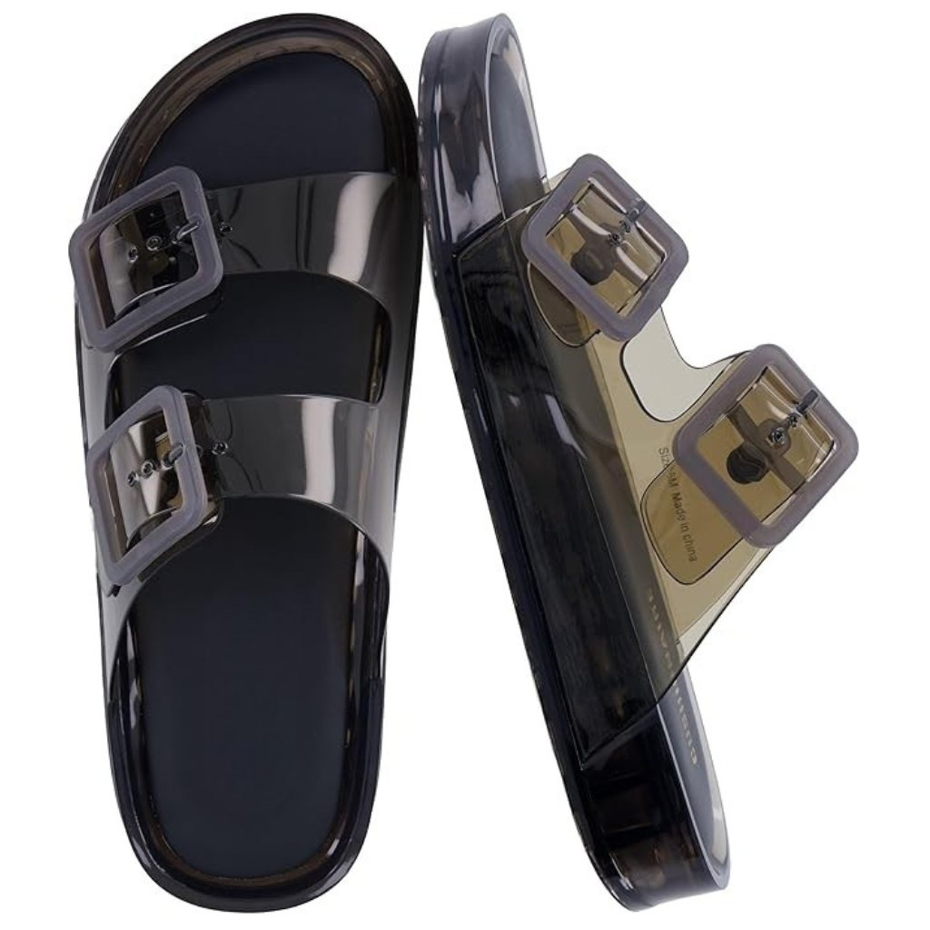 Adjustable Double Buckle Slide Slip On Sandals For Women