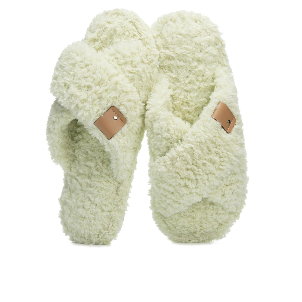 Fuzzy Faux Fur Slip Slippers For Women
