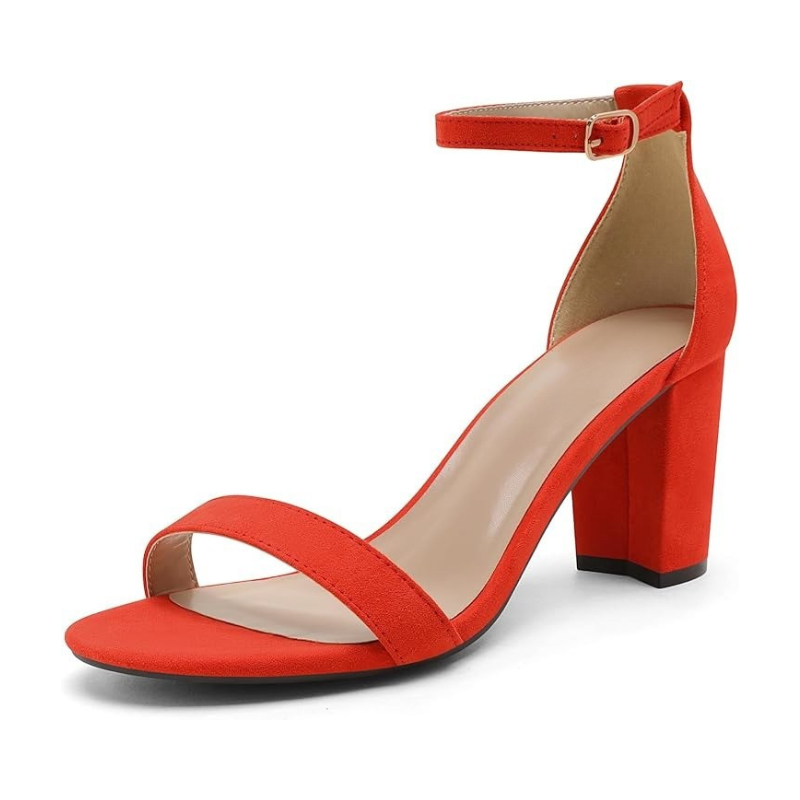 Adjustable Buckle Suede Pump Chunky Sandals-My Soft Slipper