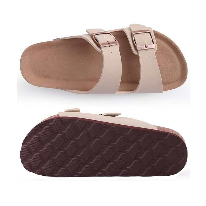 Non-Slip Sole Cork Footbed Sandals With Adjustable Buckle-My Soft Slipper