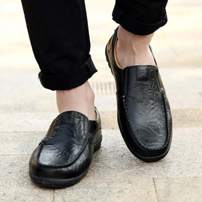 Men Fashion Casual Leather Loafers-My Soft Slipper